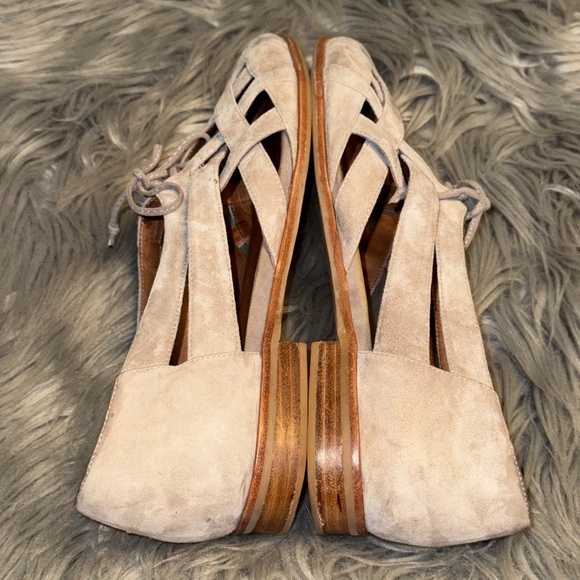 EUC Jeffrey Campbell Anthropologie Canela Woven Oxfords Tie Front Beige Size 9 - Picture 4 of 12